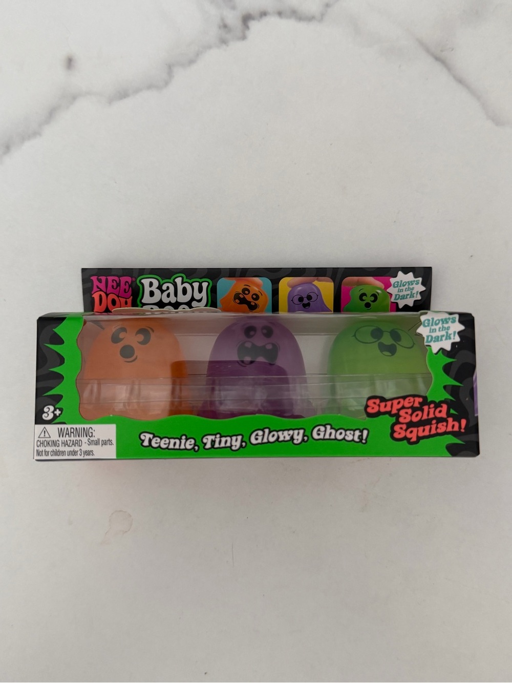 Needoh Baby Boo Glowy Ghosts - Orange, Purple & Green - 3 Pack